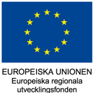 Bilden föreställer Europeiska unionens logotyp samt text där det står: "Europeiska unionen. Europeiska regionala utvecklingsfonden"