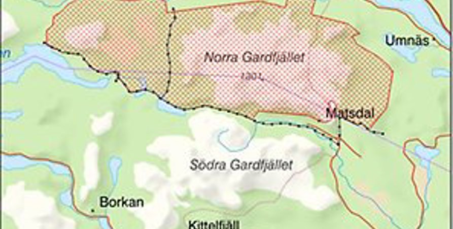 Karta där området för skoterförbud är inringat. 